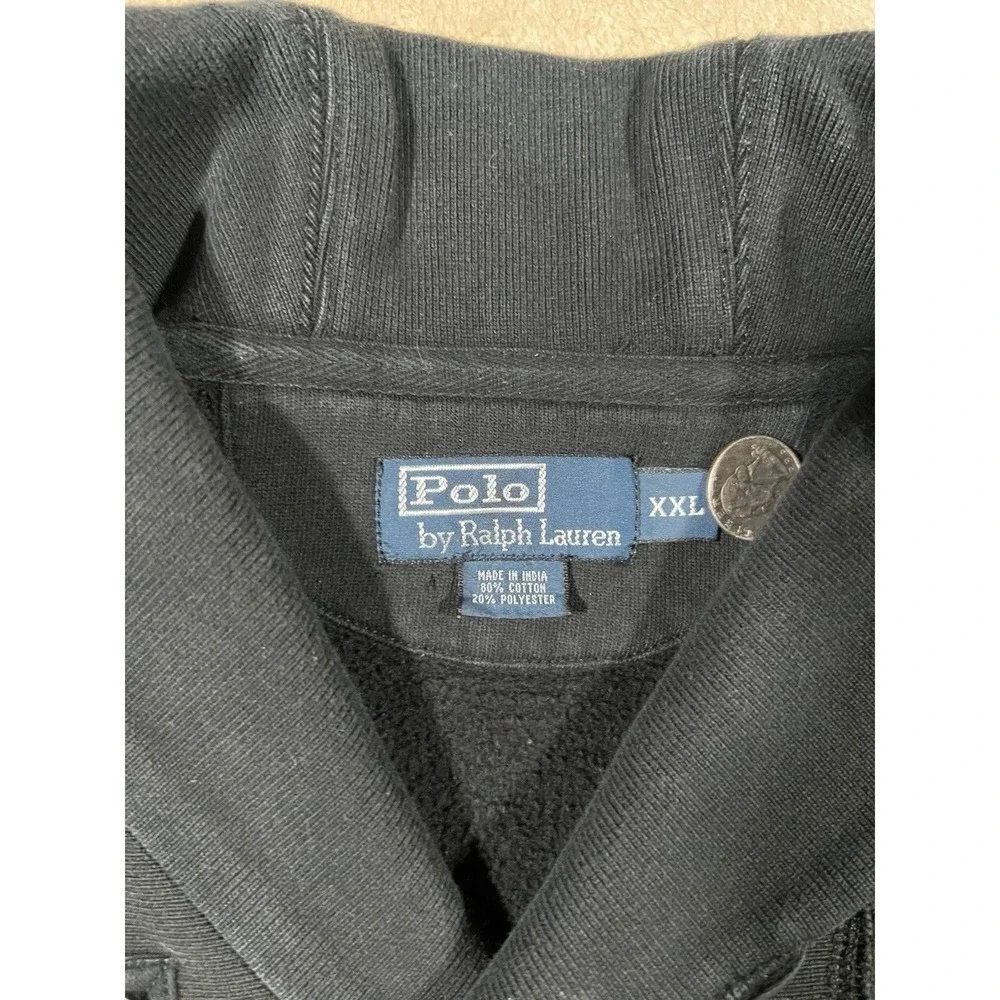 Vintage Polo Ralph Lauren Shawl Collar Pullover Size XXL Black Cotton Preppy